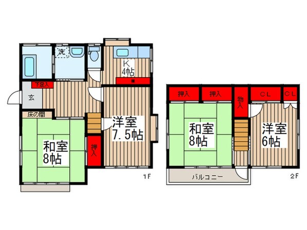 入間川貸家の物件間取画像